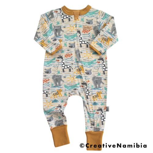 Long Sleeve Onesie - Aqua Safari