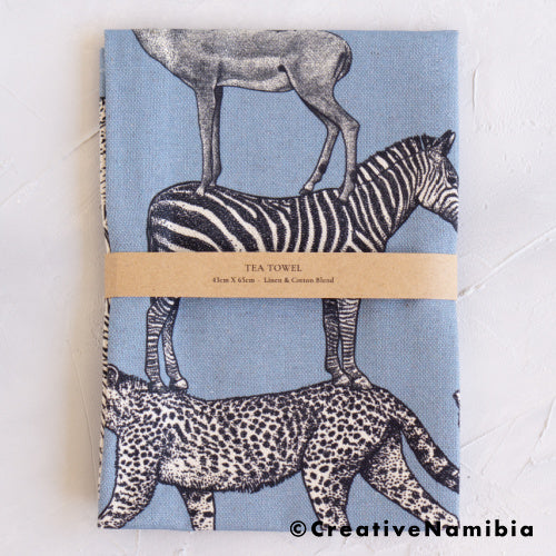 Tea Towel - Blue Animal Stack