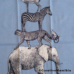 Tea Towel - Blue Animal Stack