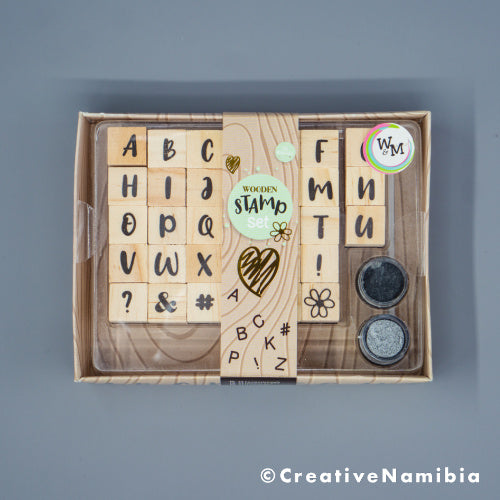 Wooden Stamp Set 'Bubble' - Upper Case Alphabet