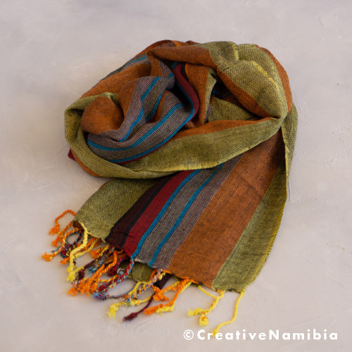 African Multi Stripe Scarf/Wrap - Black