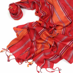 African Weave Scarf/Wrap - Red