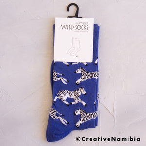 Ladies Socks - Zebra (Indigo)