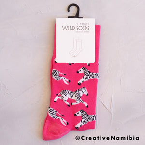 Ladies Socks - Zebra (Cerise)