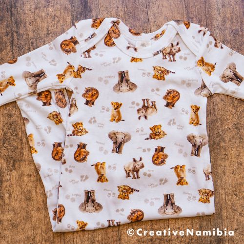 Long Sleeve Romper - Baby African Animals