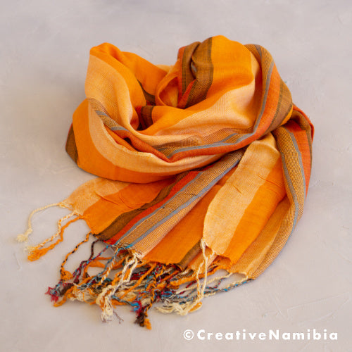 African Multi Stripe Scarf/Wrap - Orange