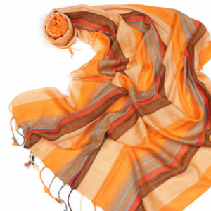 African Multi Stripe Scarf/Wrap - Orange