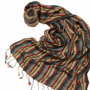 African Thin Stripe Scarf/Wrap - Black