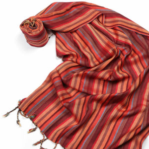 African Thin Stripe Scarf/Wrap - Burgundy