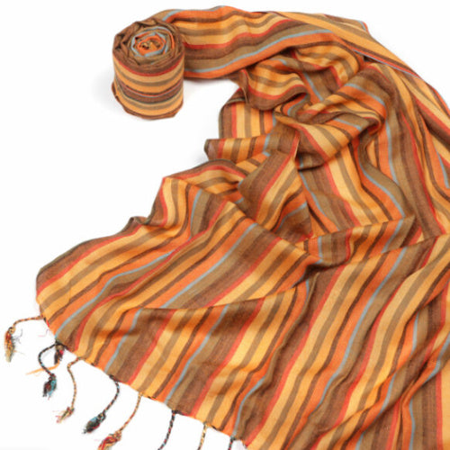 African Thin Stripe Scarf/Wrap - Orange