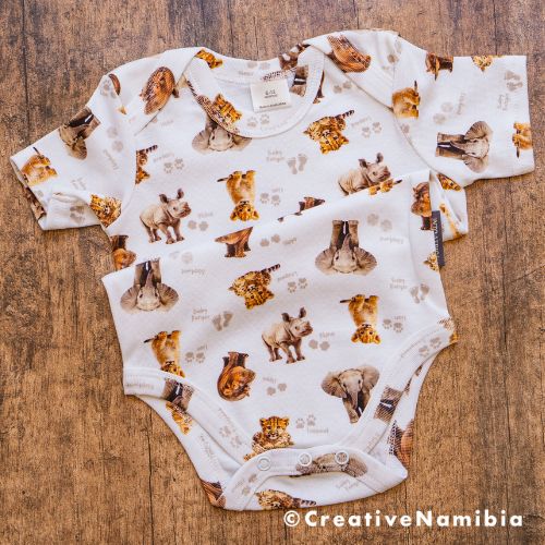 Short Sleeve Romper - Baby African Animals