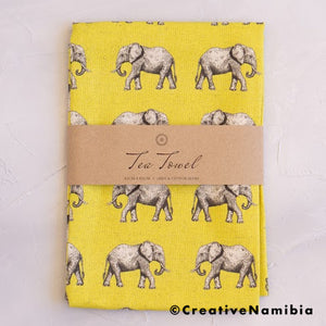 Tea Towel - Yellow Elephant