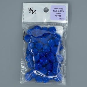 Pom Poms - 10mm Blue Glitter