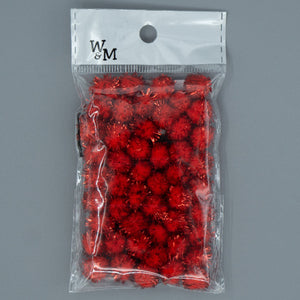 Pom Poms - 10mm Red Glitter