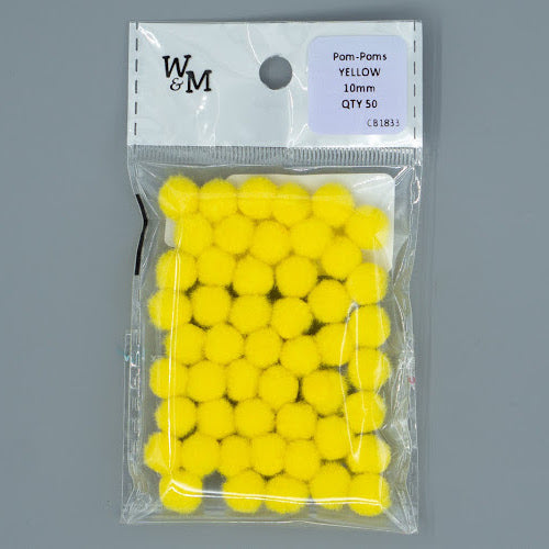 Pom Poms - 10mm Yellow