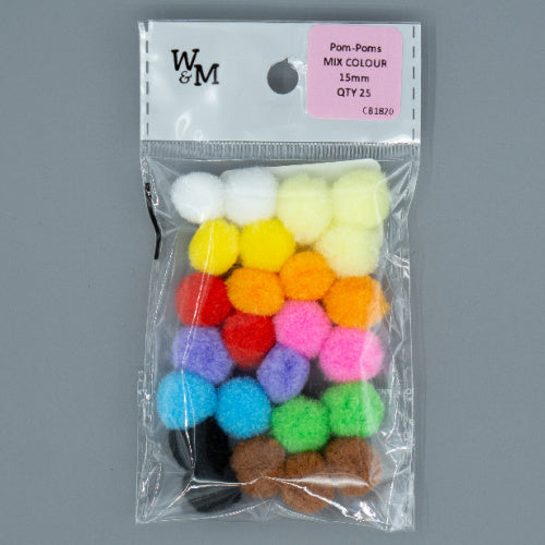 Pom Poms - 15mm Mixed