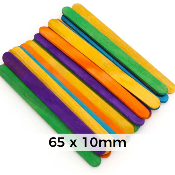 Colourful Ice Cream Sticks - 65x10mm