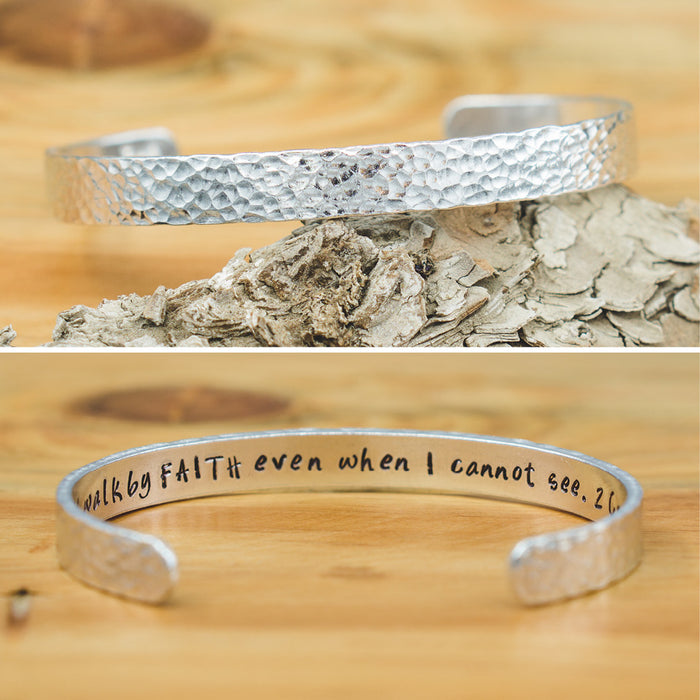 Bangle - I will walk by FAITH even when I cannot see. 2 Cor. 5:7 (texture)