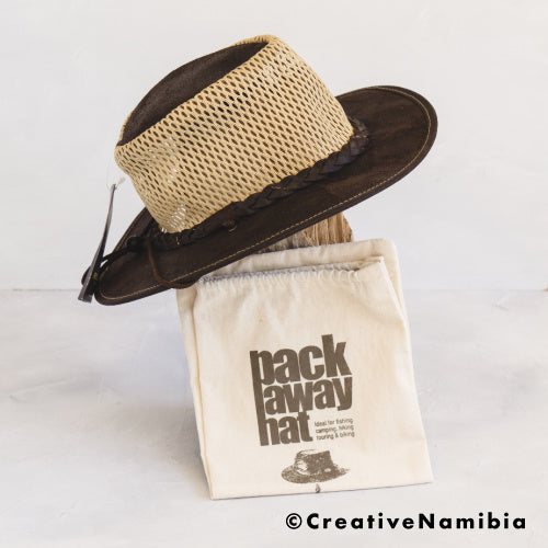 Pack-A-Way Breezy Leather Hat - Choc
