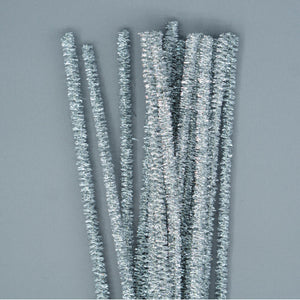 Chenille Sticks 6mm - Silver Tinsel