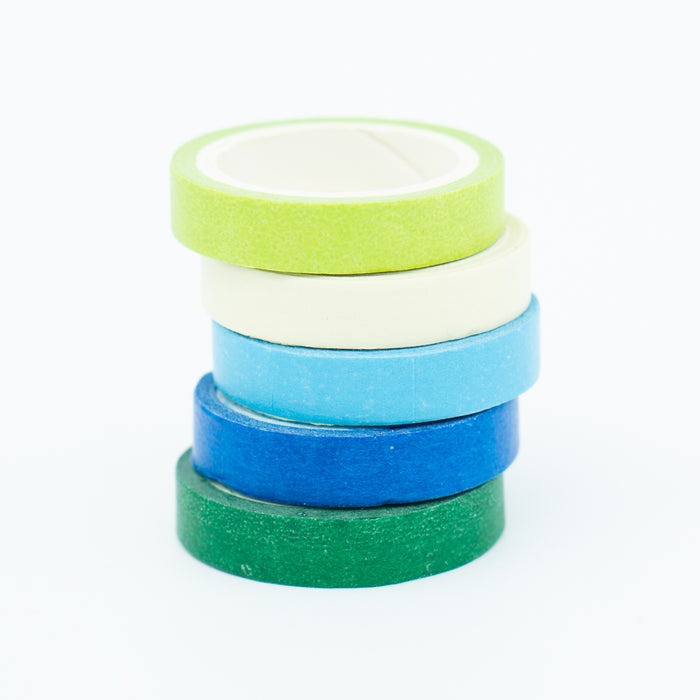 Washi Tape - Slim Green & Blue Set