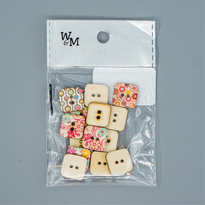 Buttons -  small Printed Squares