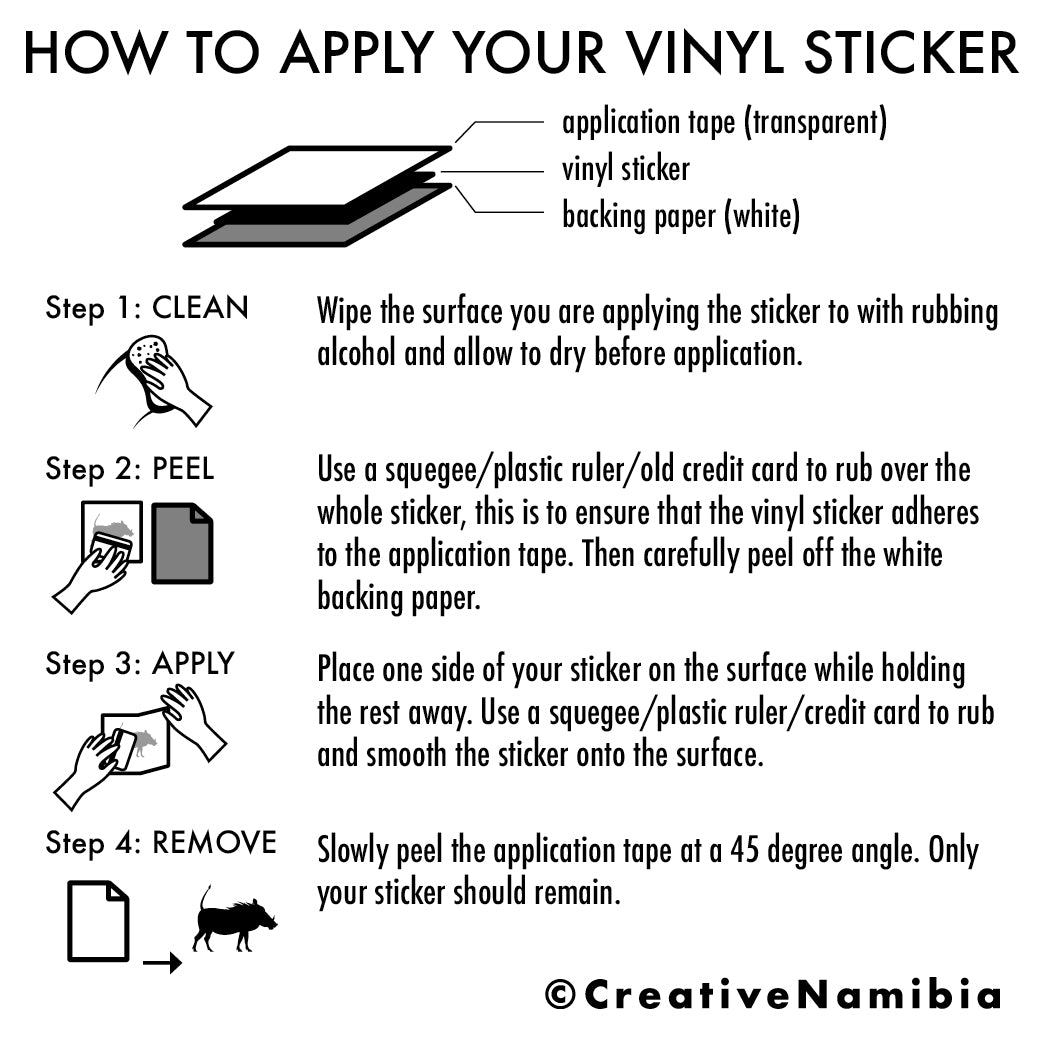 Instructions: How to apply your vinyl sticker – Creative Namibia