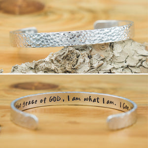 Bangle - by the grace of GOD, I am what I am. 1 Cor. 15:10 (texture)